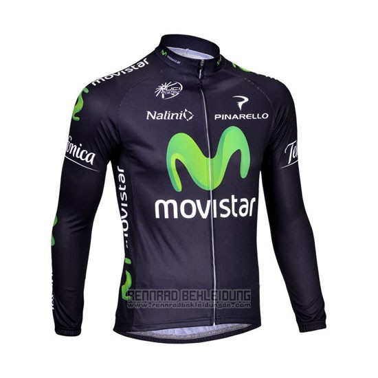 2013 Fahrradbekleidung Movistar Shwarz Trikot Langarm und Tragerhose